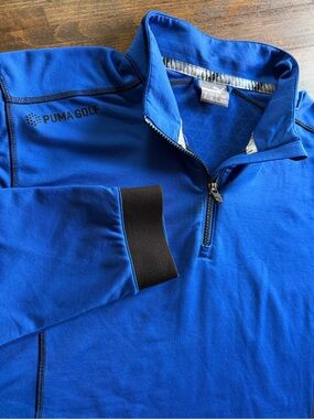 Puma Golf 1/4 Quarter Zip Pullover Shirt Mens Medium Blue Jacket Stretch